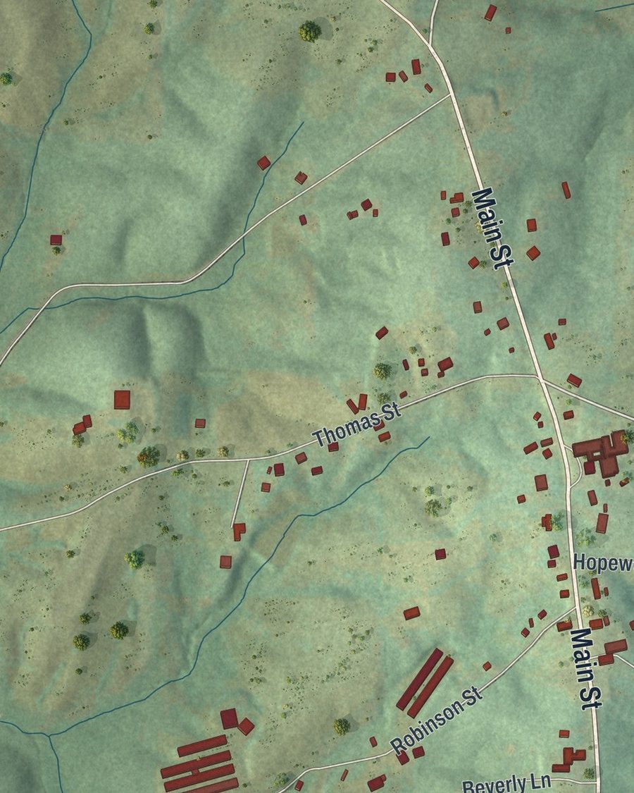 Close-up of Ephesus streets on the map