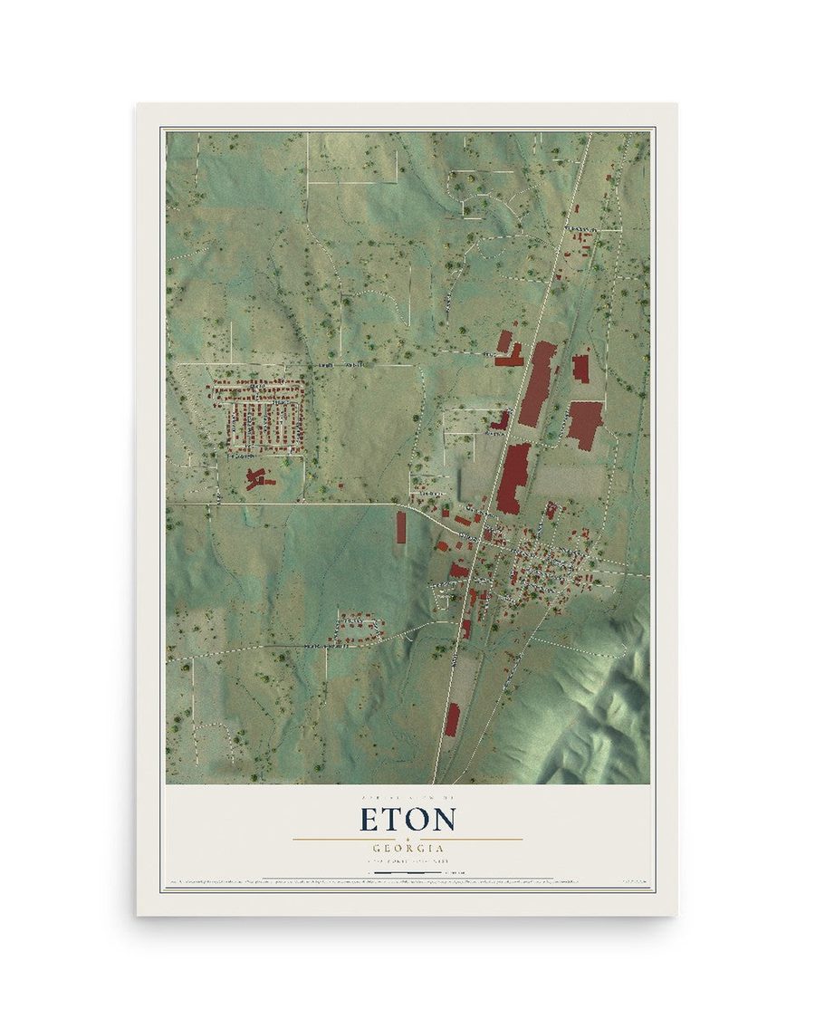 Eton, Georgia map print, 12 x 18 in, print only