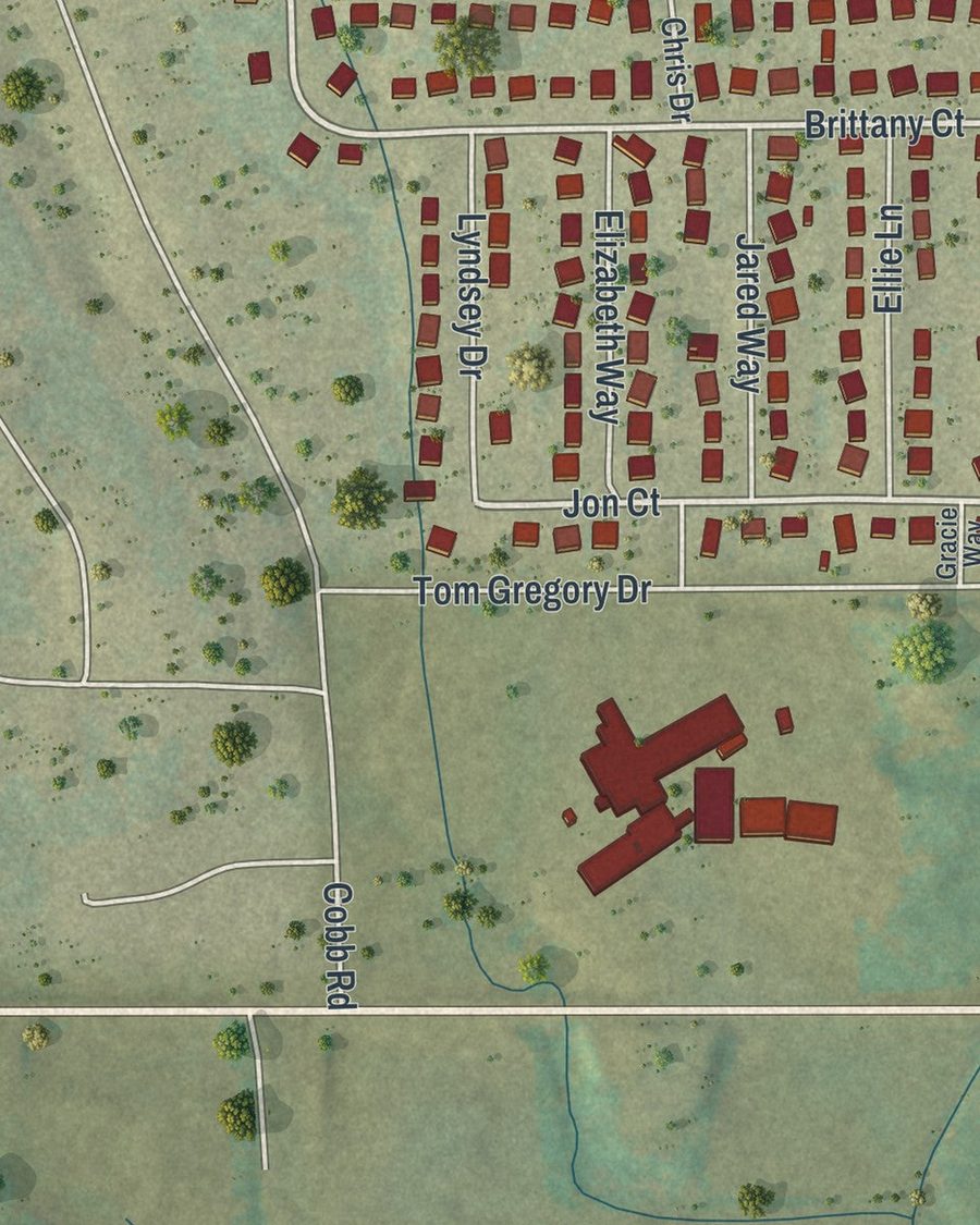Close-up of Eton streets on the map