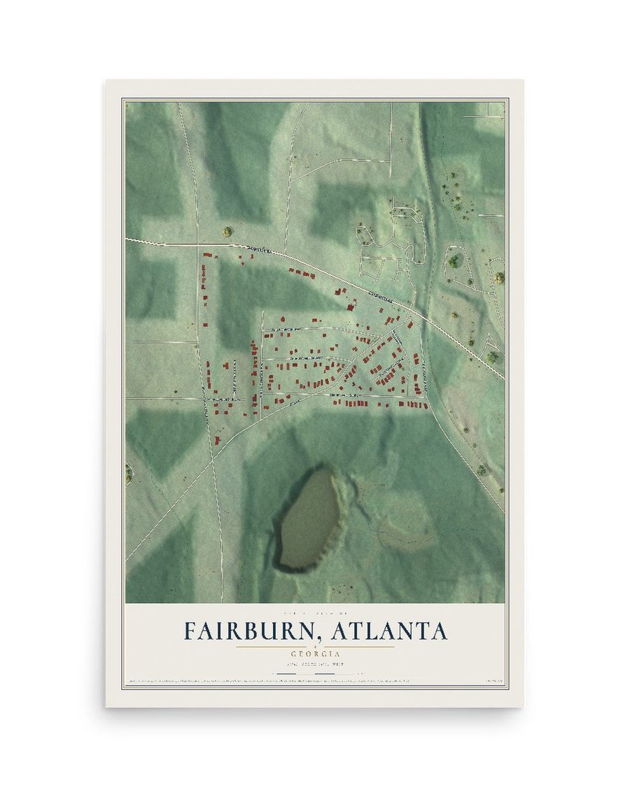 Fairburn (Atlanta), Georgia map print, 12 x 18 in, print only