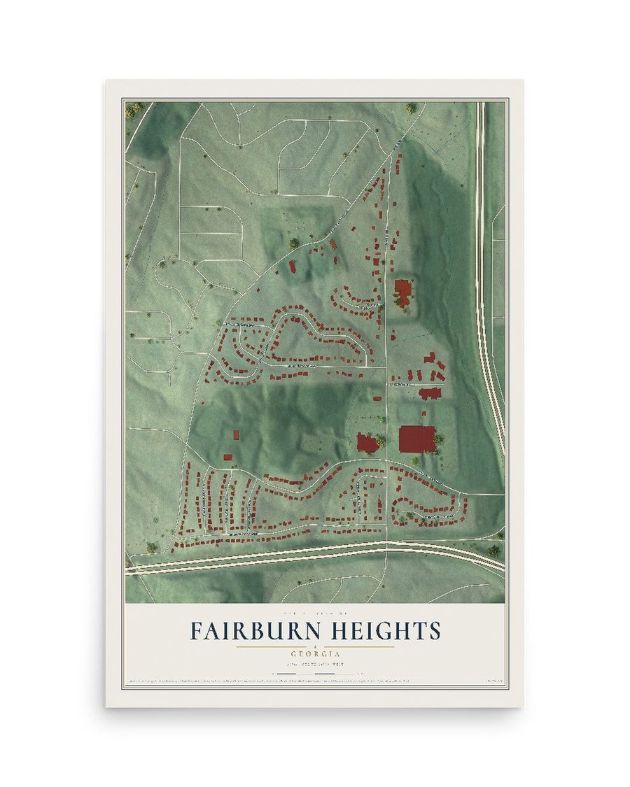 Fairburn Heights, Georgia map print, 12 x 18 in, print only