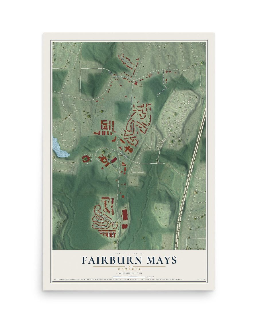 Fairburn Mays, Georgia map print, 12 x 18 in, print only