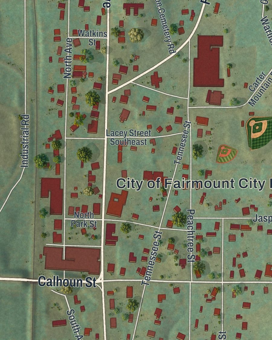 Close-up of Fairmount streets on the map