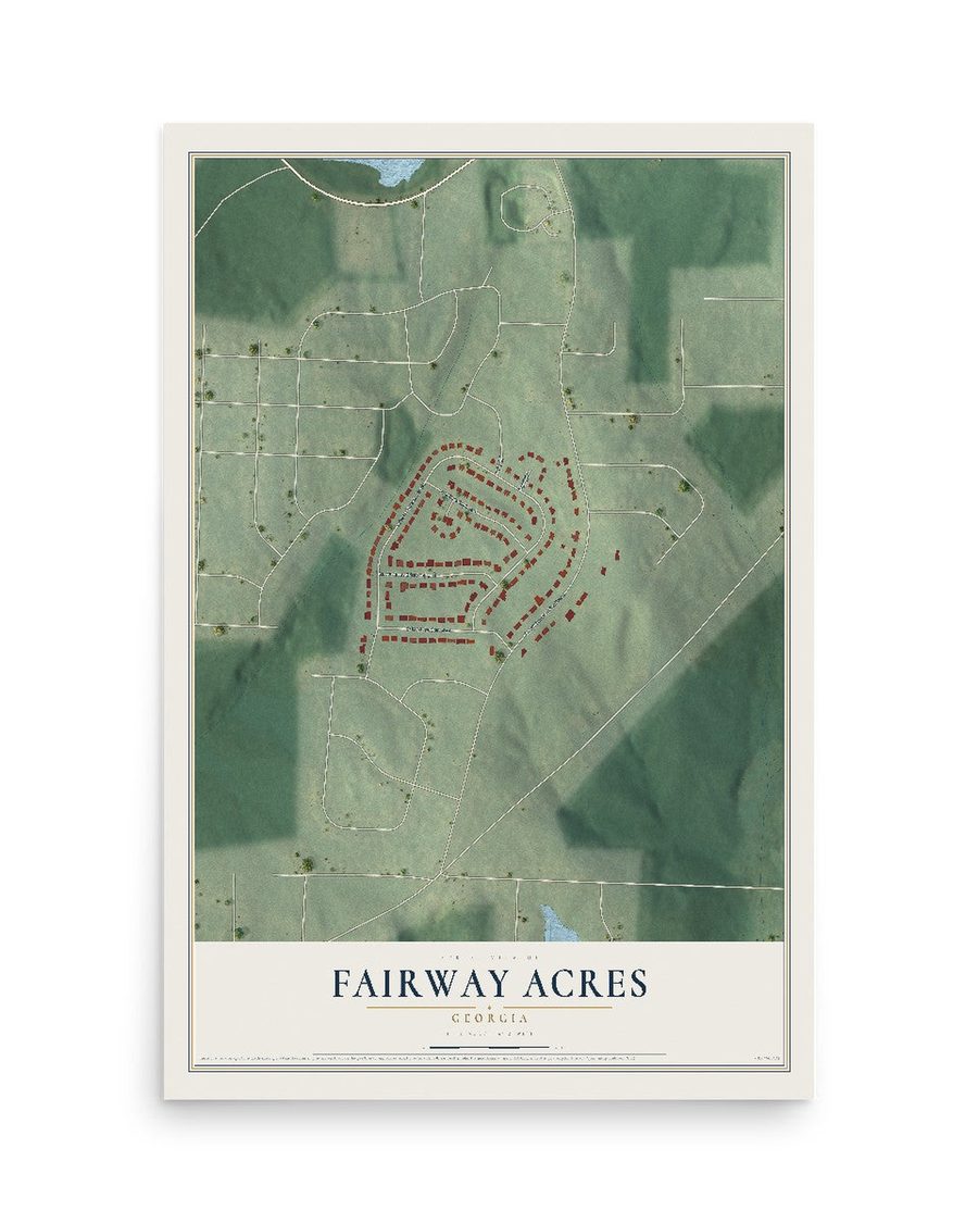 Fairway Acres, Georgia map print, 12 x 18 in, print only