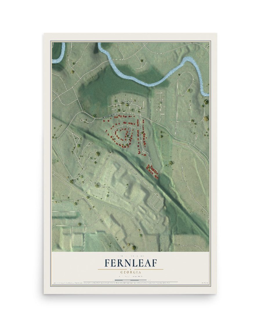 Fernleaf, Georgia map print, 12 x 18 in, print only