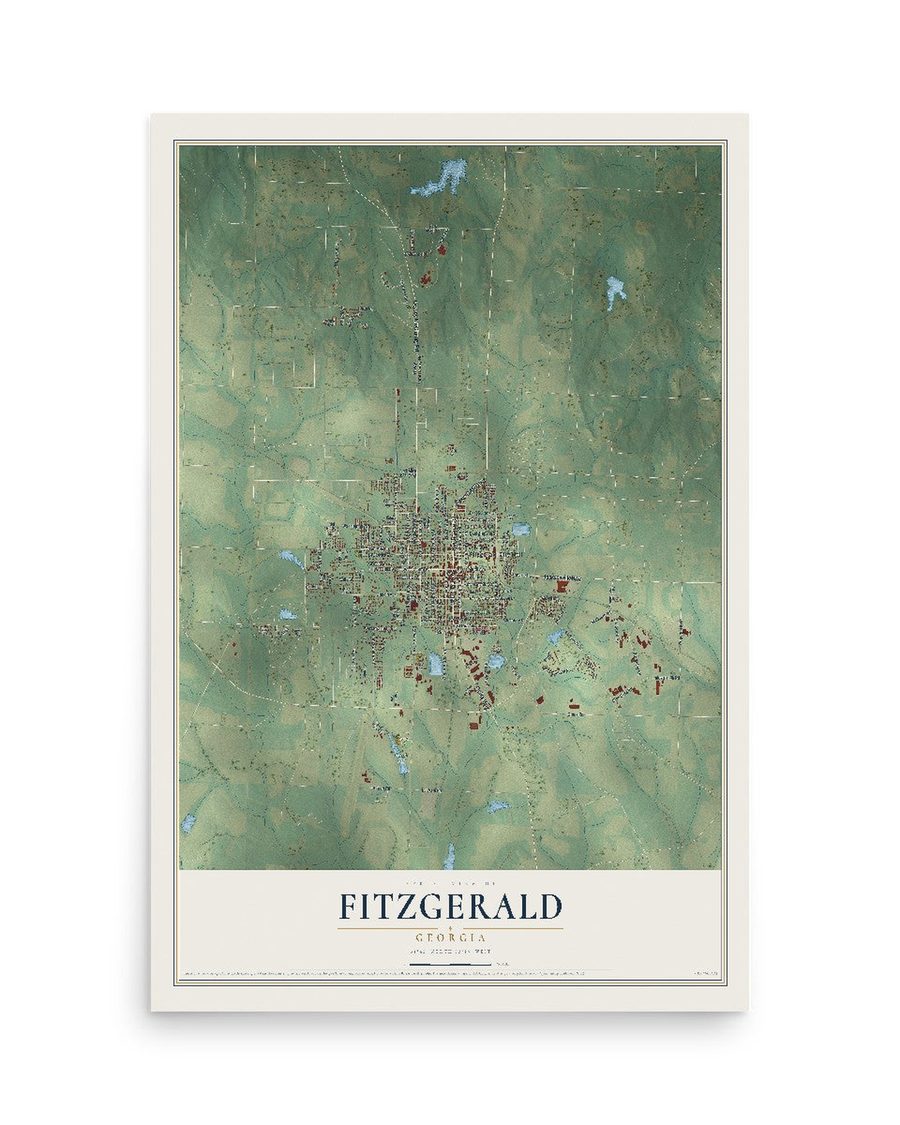 Fitzgerald, Georgia map print, 12 x 18 in, print only