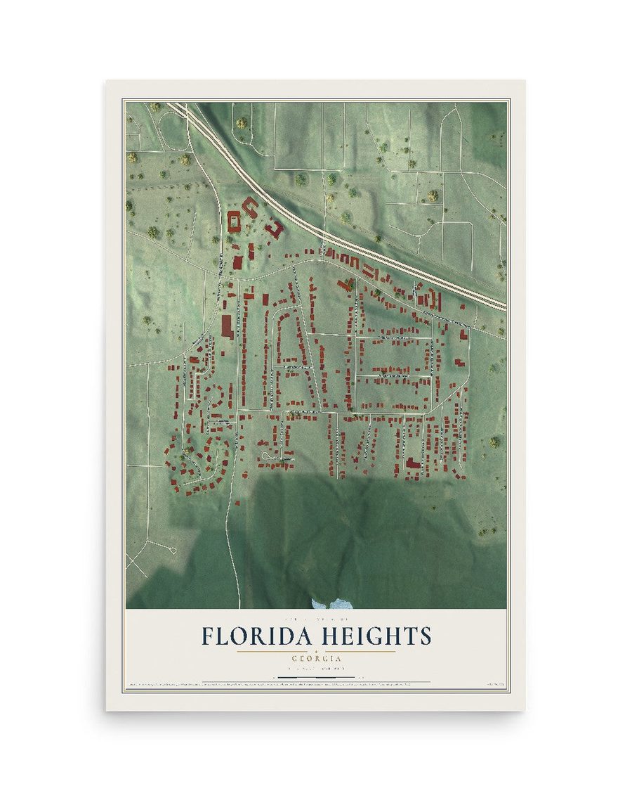 Florida Heights, Georgia map print, 12 x 18 in, print only
