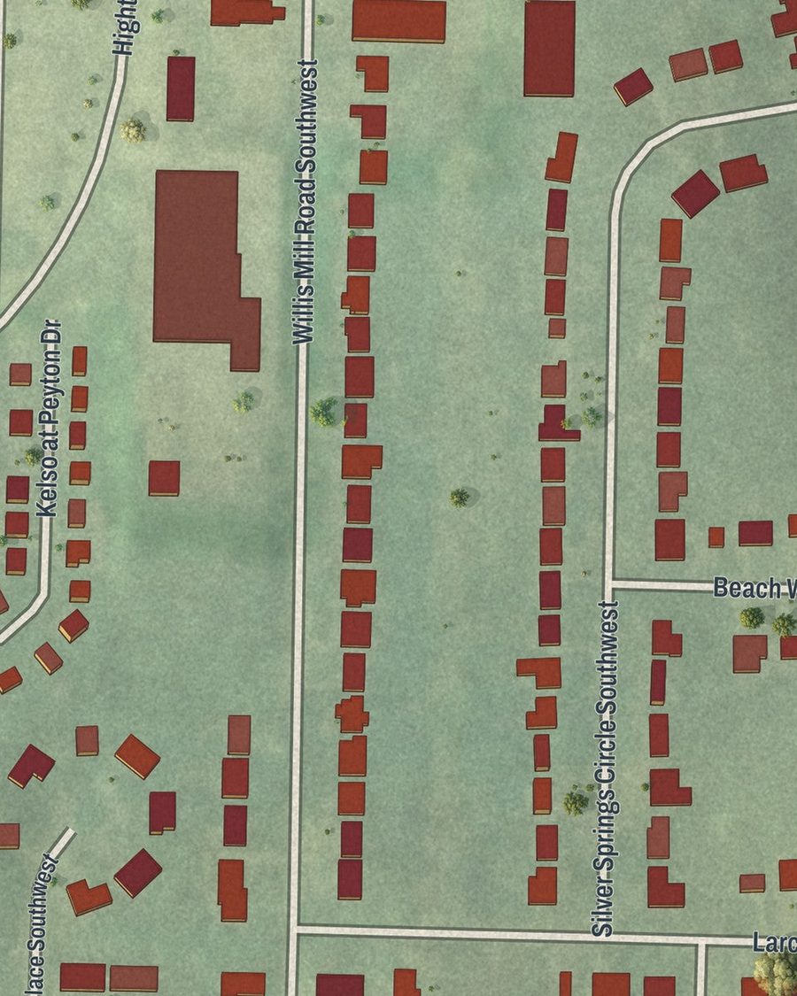 Close-up of Florida Heights streets on the map