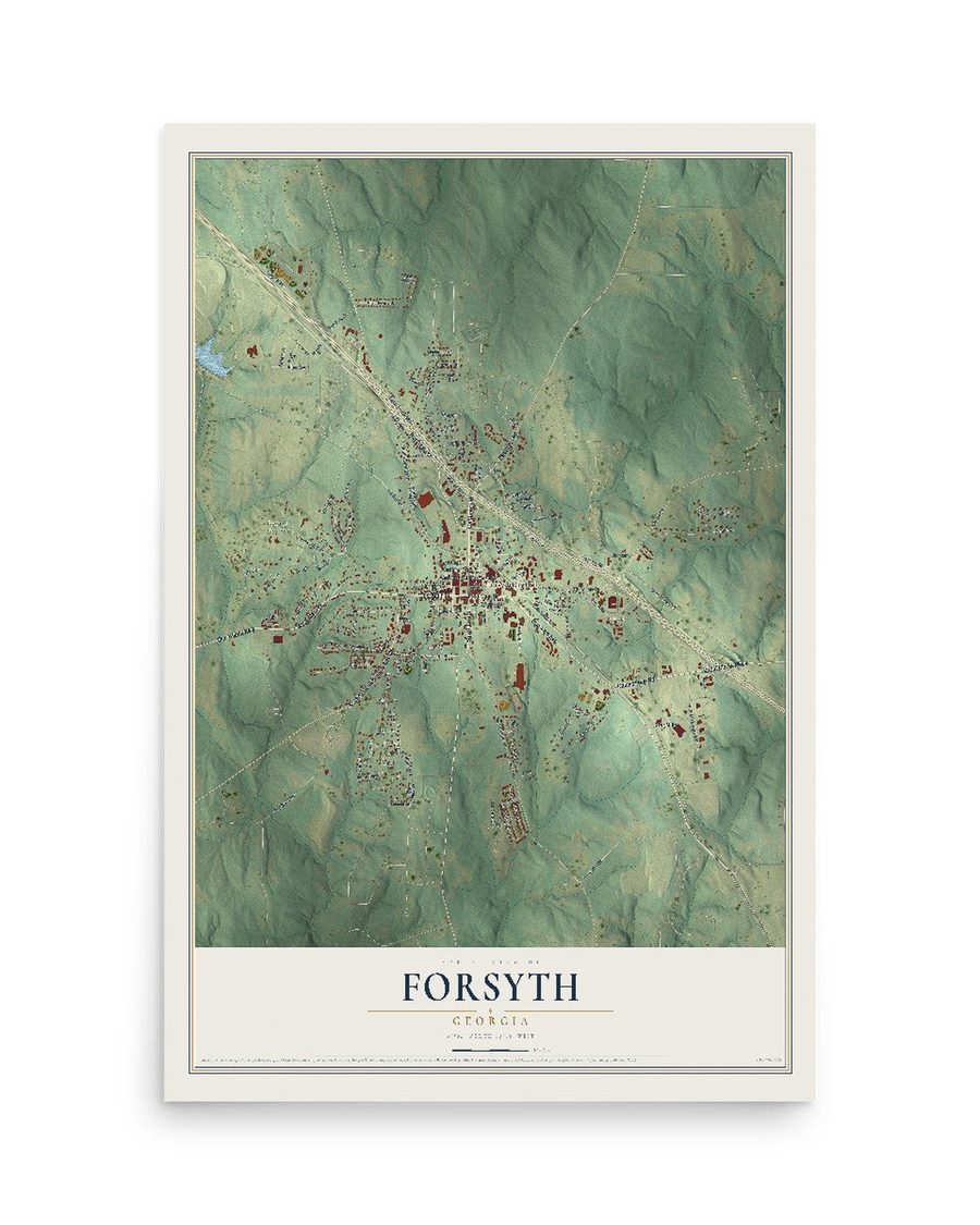 Forsyth, Georgia map print, 12 x 18 in, print only