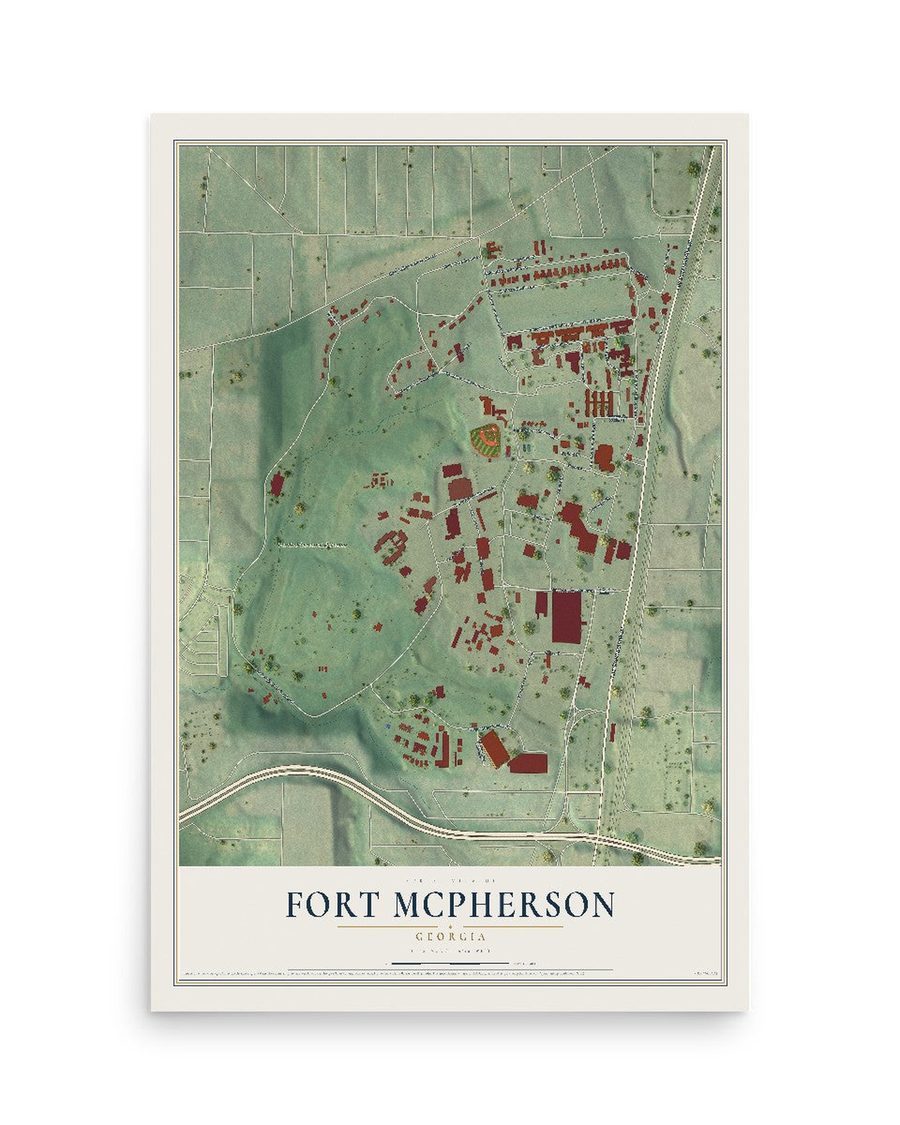 Fort McPherson, Georgia map print, 12 x 18 in, print only