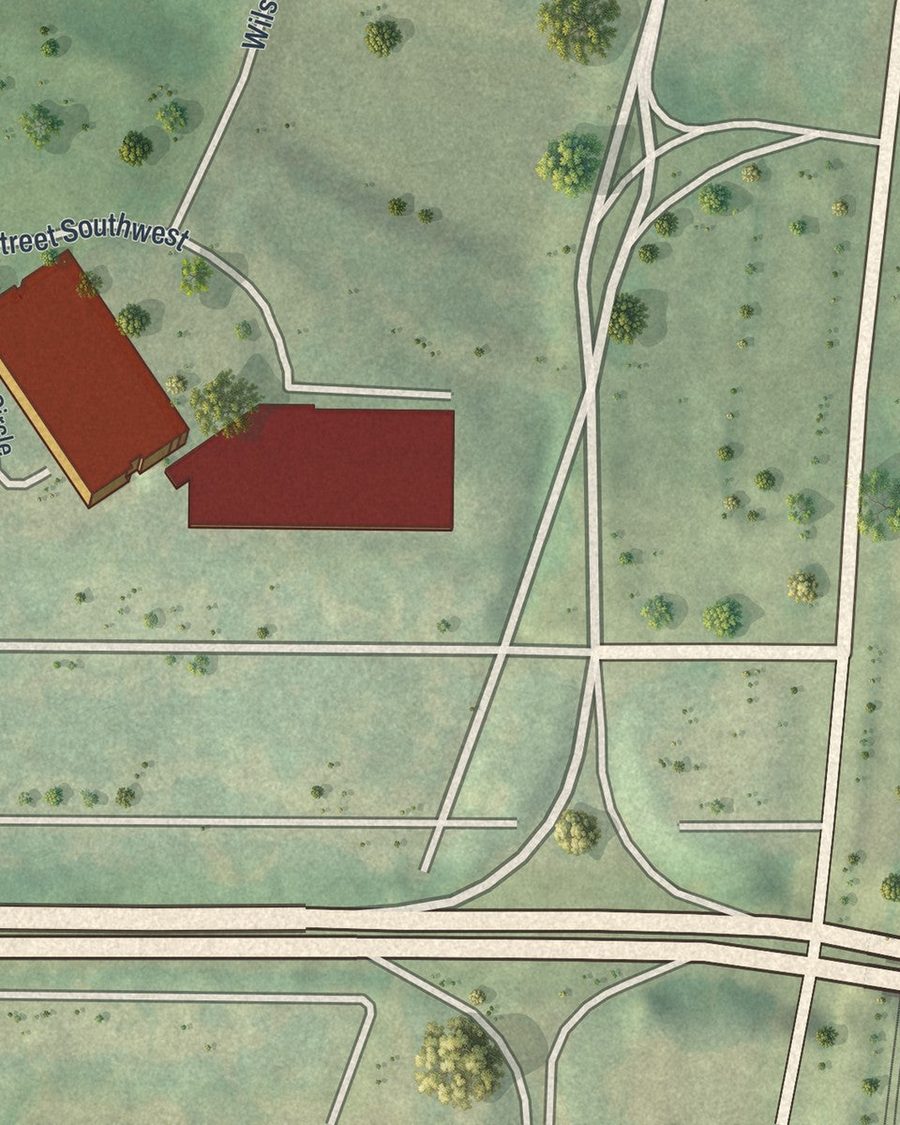 Close-up of Fort McPherson streets on the map