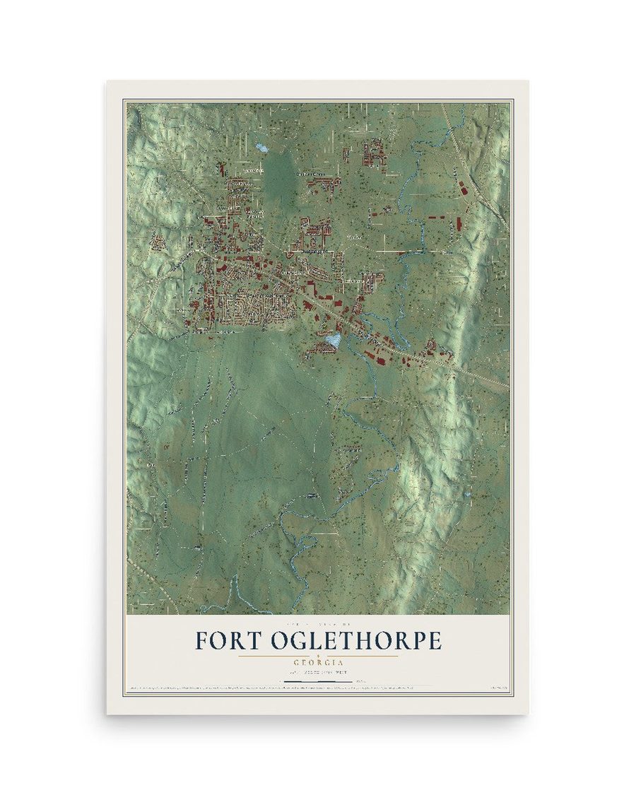 Fort Oglethorpe, Georgia map print, 12 x 18 in, print only