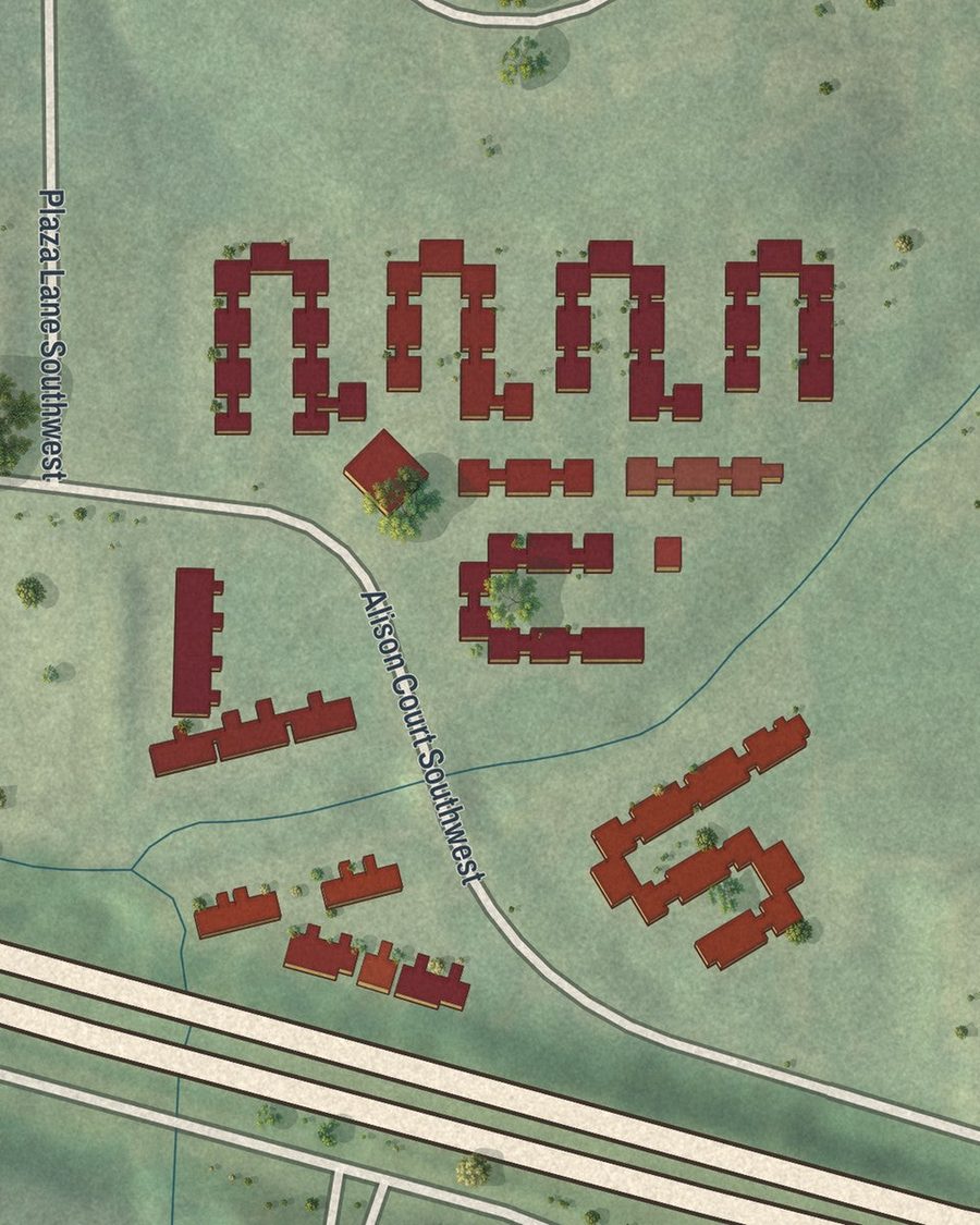 Close-up of Fort Valley (Atlanta) streets on the map