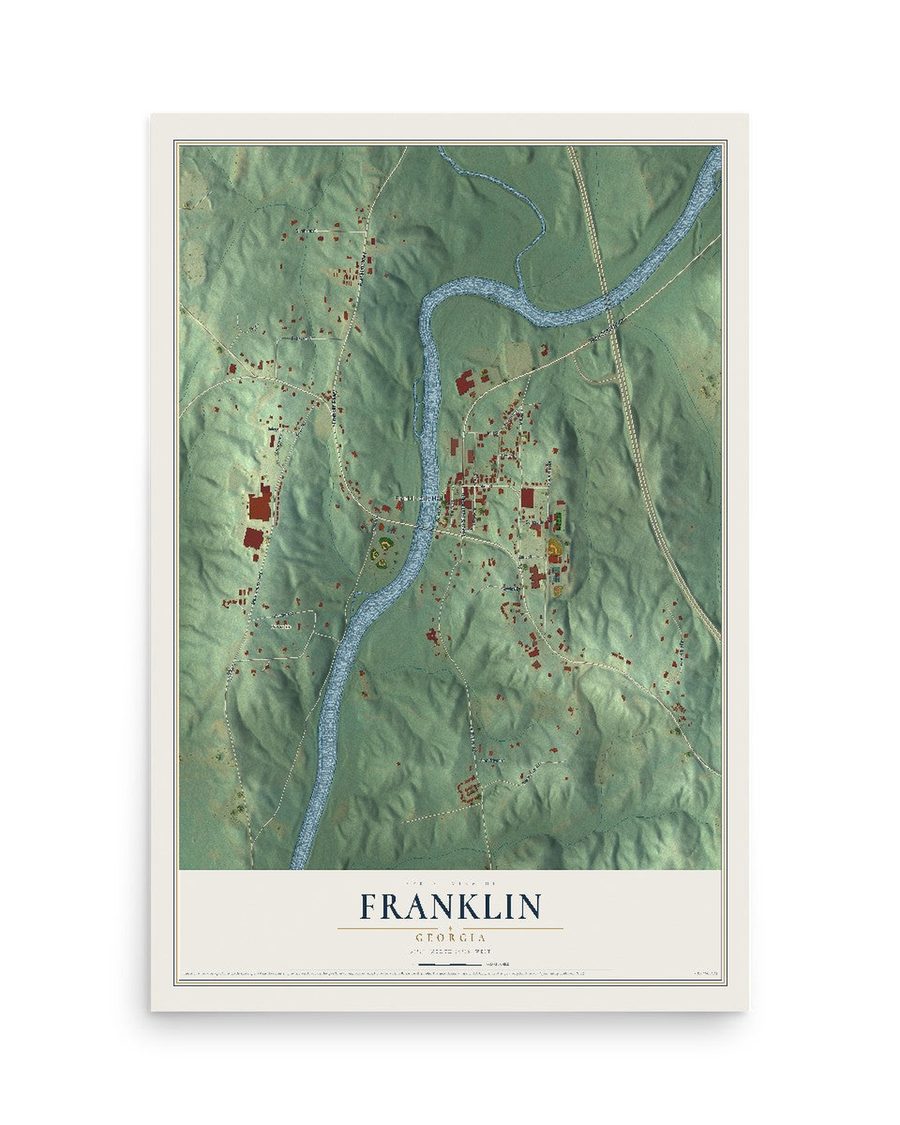 Franklin, Georgia map print, 12 x 18 in, print only