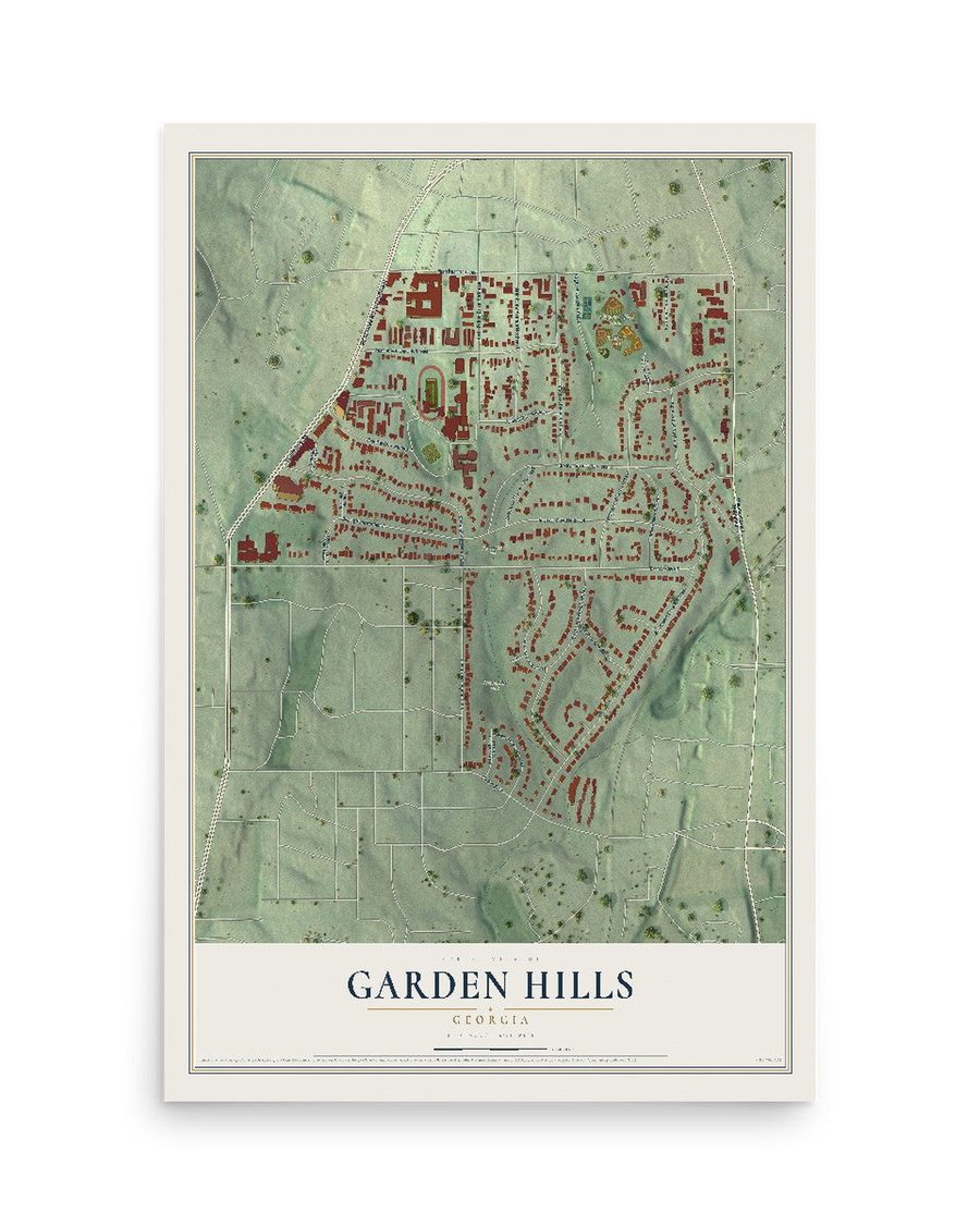 Garden Hills, Georgia map print, 12 x 18 in, print only