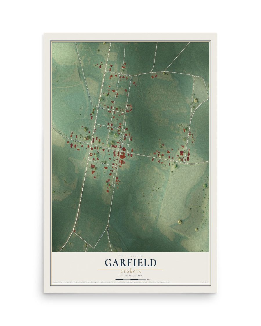 Garfield, Georgia map print, 12 x 18 in, print only