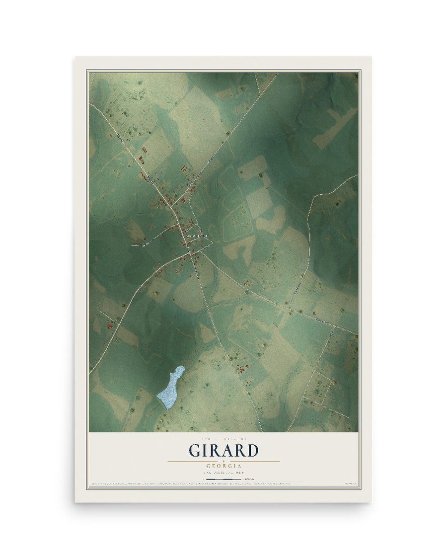 Girard, Georgia map print, 12 x 18 in, print only