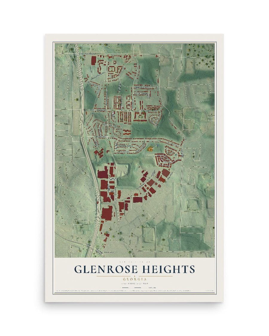 Glenrose Heights, Georgia map print, 12 x 18 in, print only