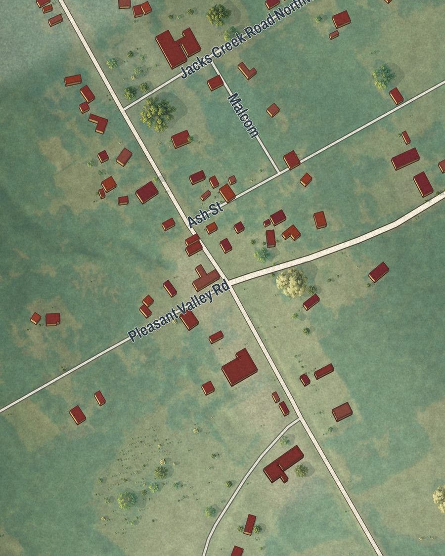 Close-up of Good Hope streets on the map