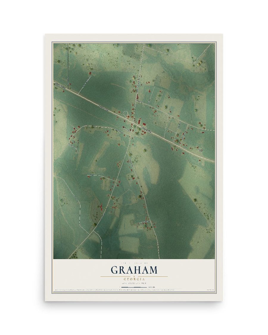 Graham, Georgia map print, 12 x 18 in, print only