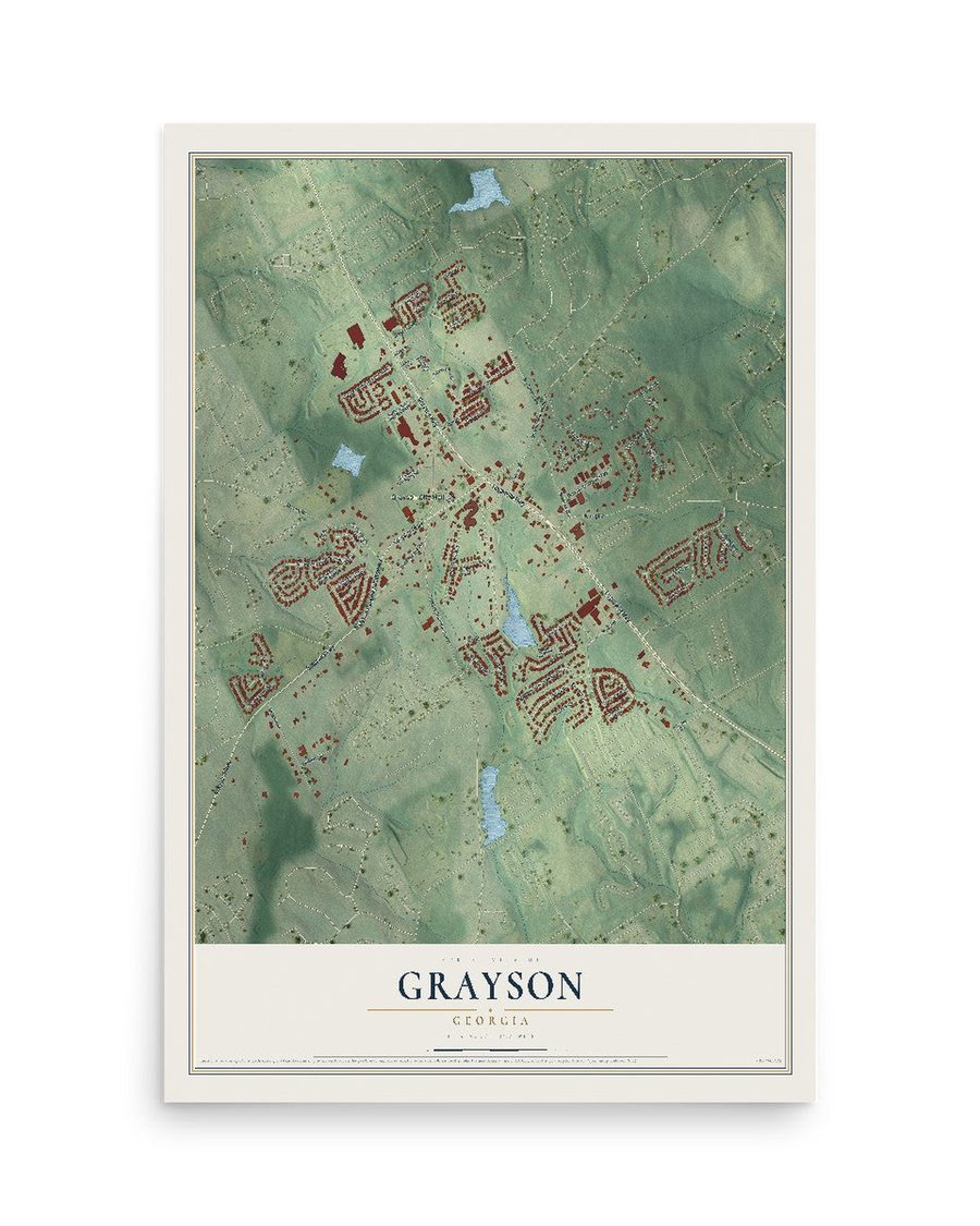 Grayson, Georgia map print, 12 x 18 in, print only