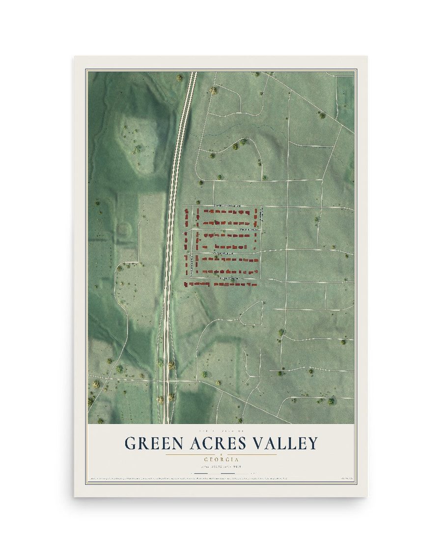Green Acres Valley, Georgia map print, 12 x 18 in, print only