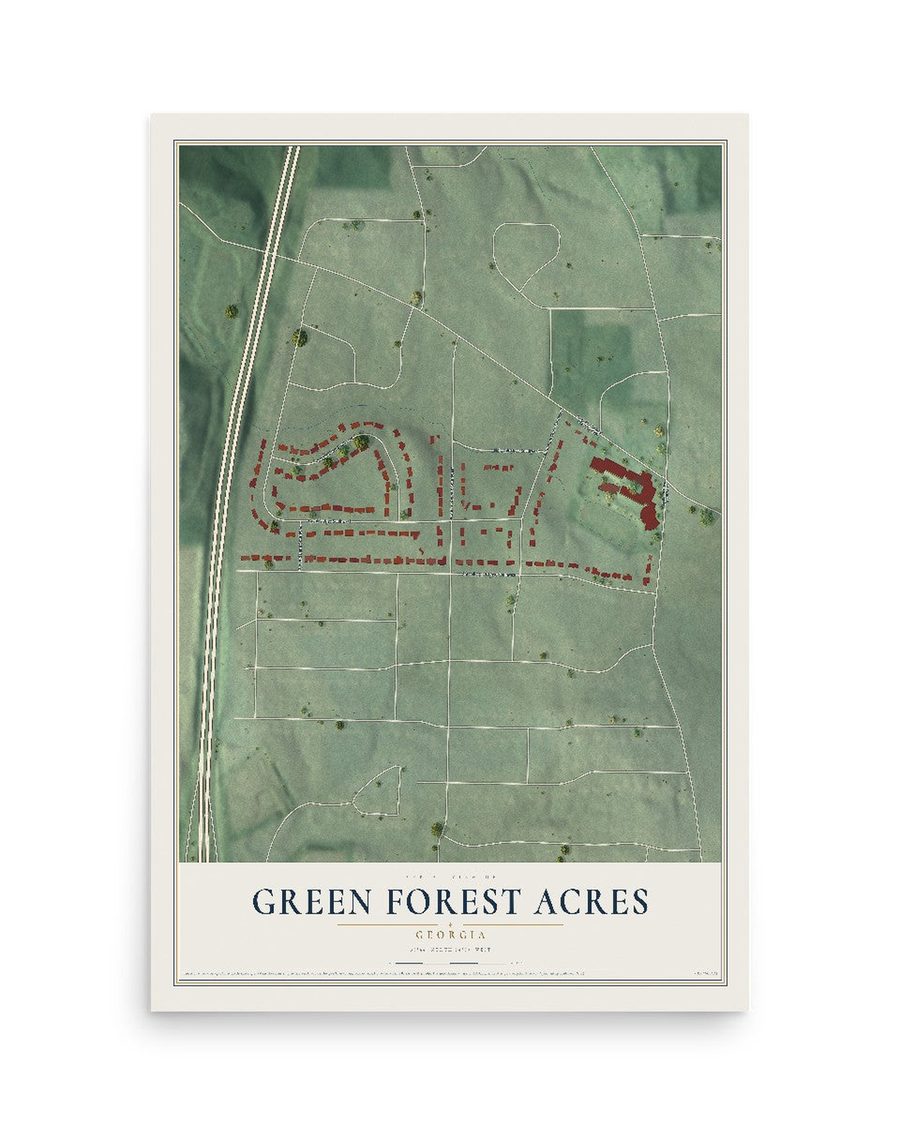 Green Forest Acres, Georgia map print, 12 x 18 in, print only