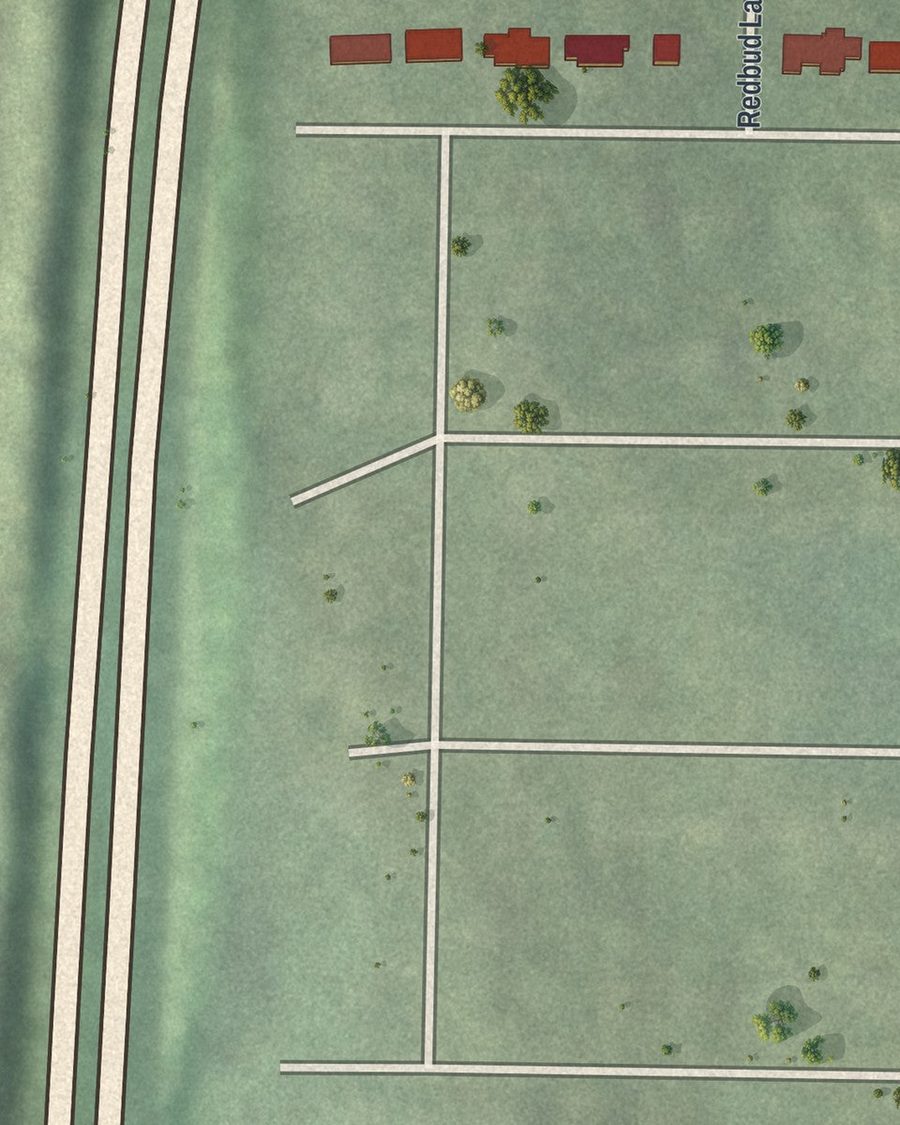 Close-up of Green Forest Acres streets on the map