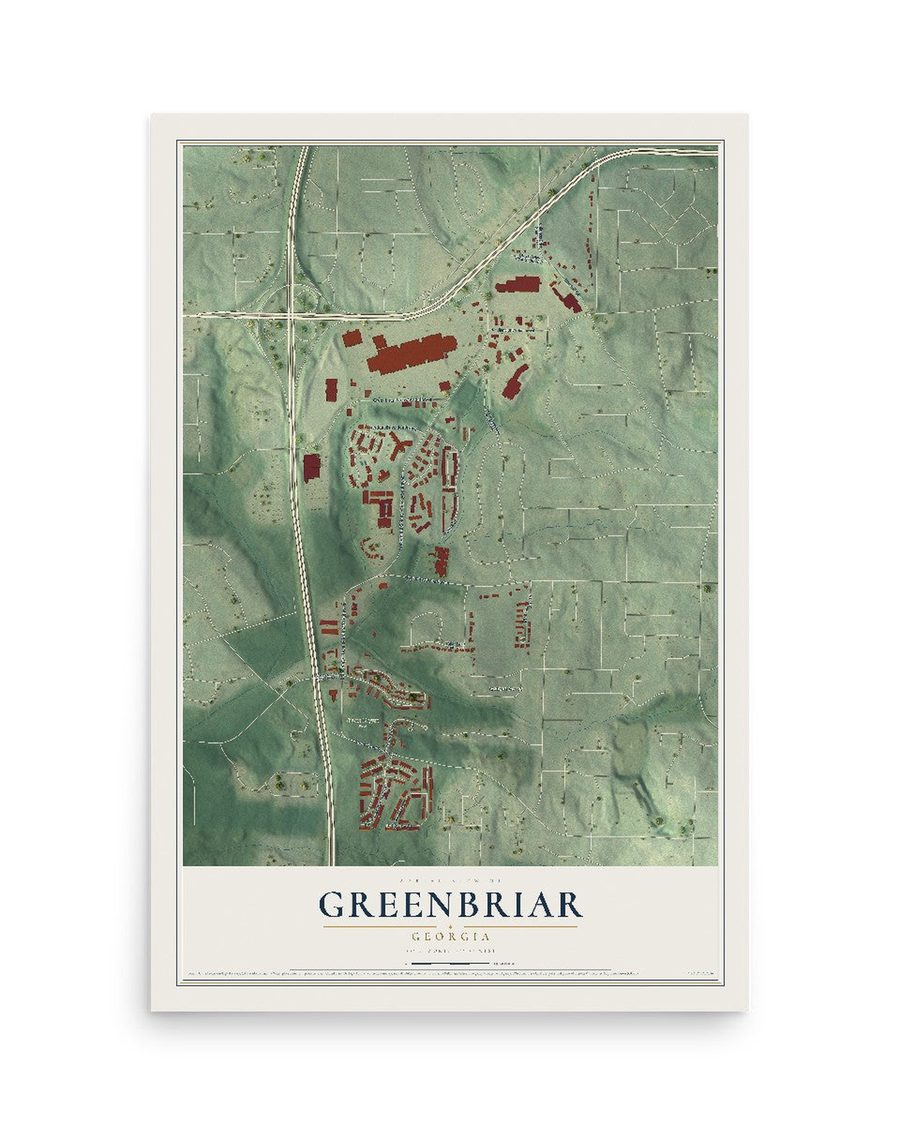Greenbriar, Georgia map print, 12 x 18 in, print only