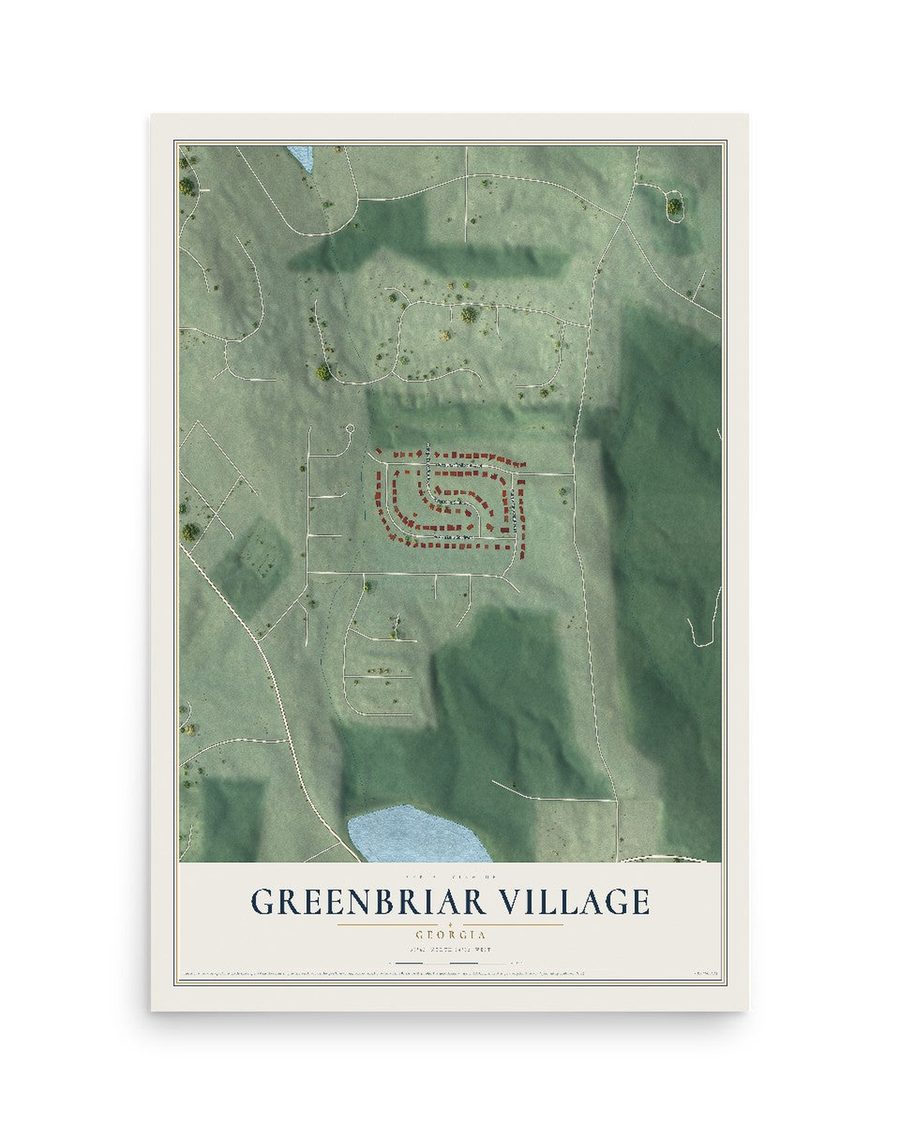 Greenbriar Village, Georgia map print, 12 x 18 in, print only