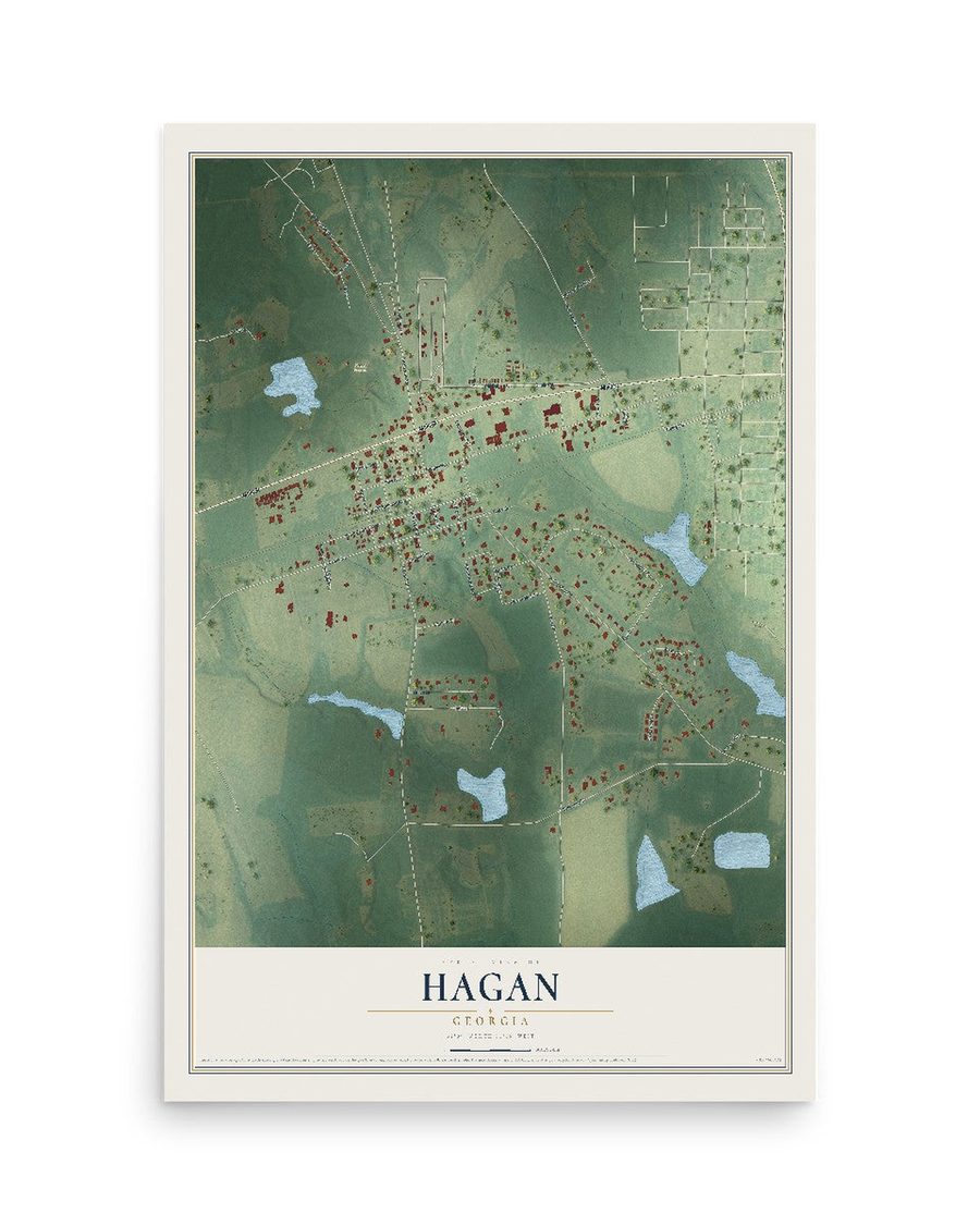 Hagan, Georgia map print, 12 x 18 in, print only