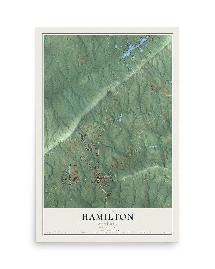 Hamilton, Georgia map print, 12 x 18 in, print only