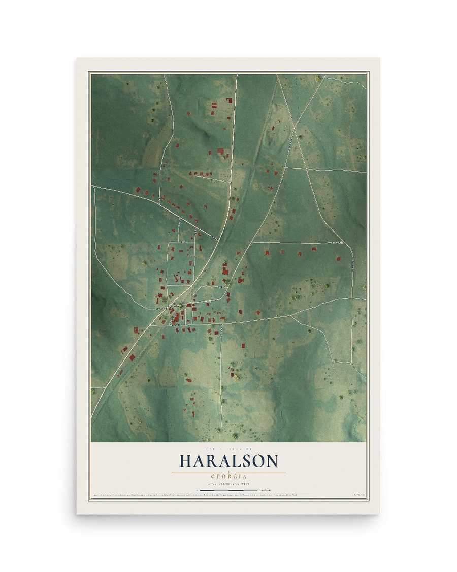 Haralson, Georgia map print, 12 x 18 in, print only