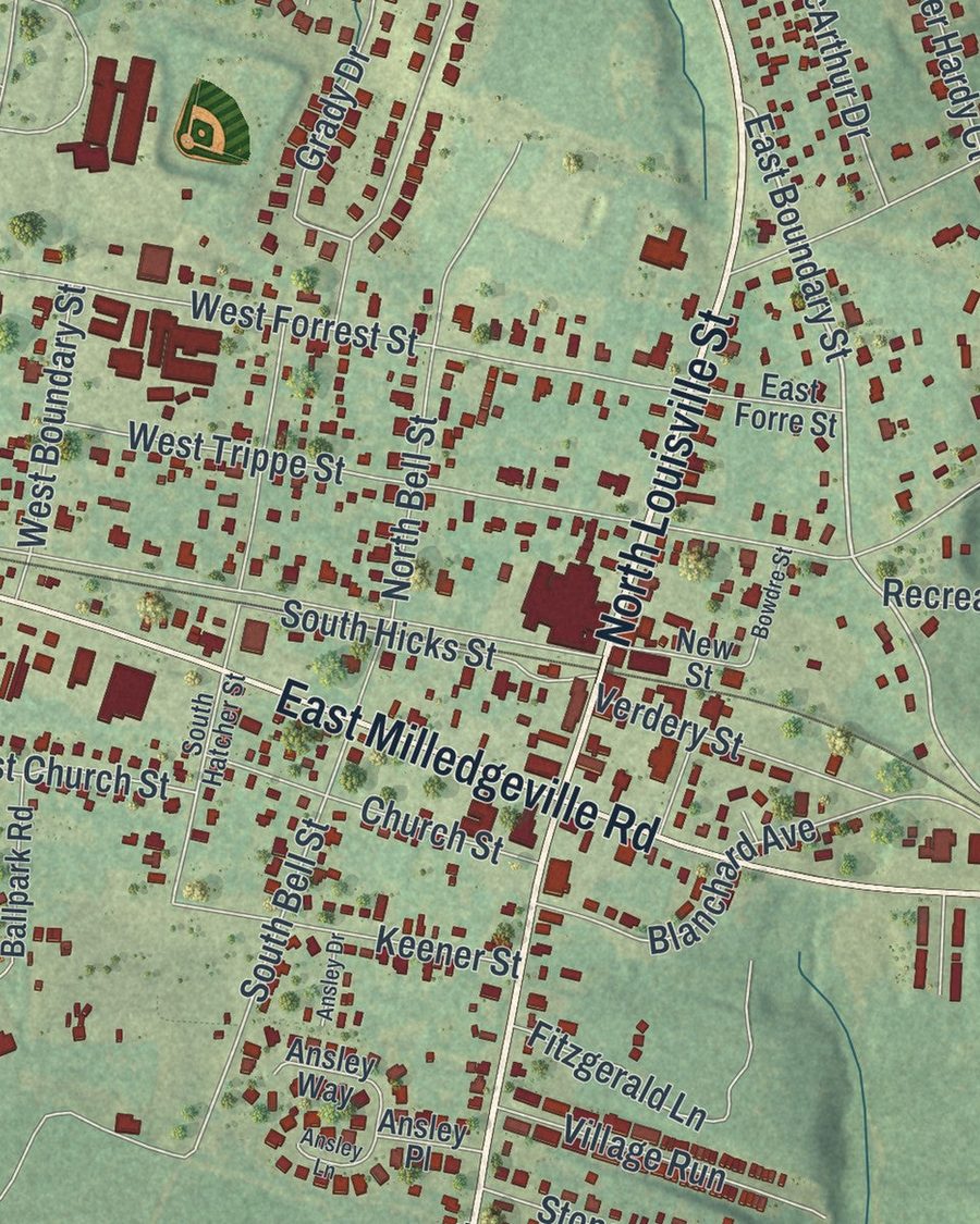 Close-up of Harlem streets on the map