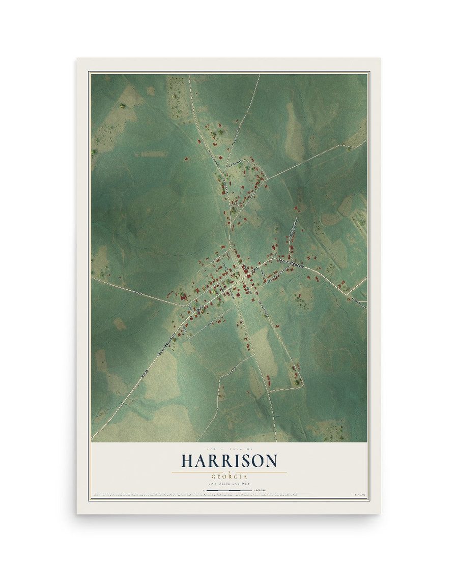 Harrison, Georgia map print, 12 x 18 in, print only