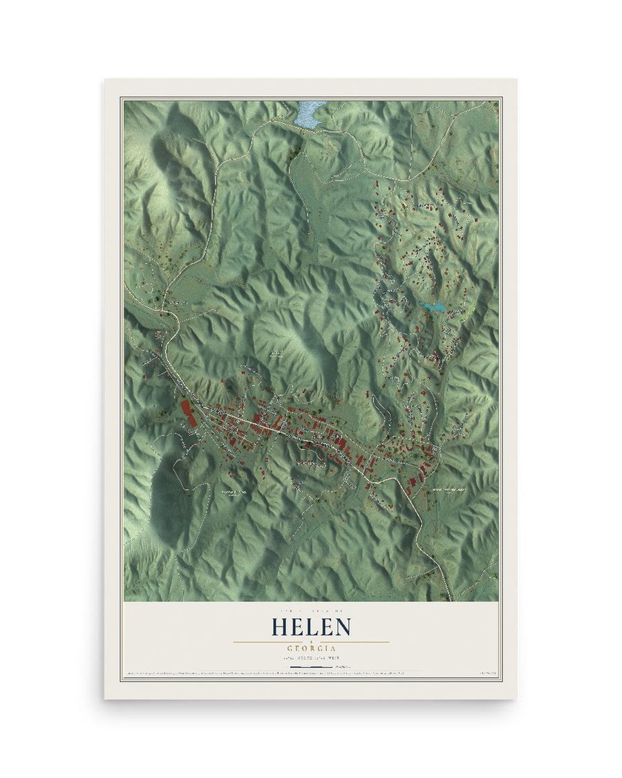 Helen, Georgia map print, 12 x 18 in, print only