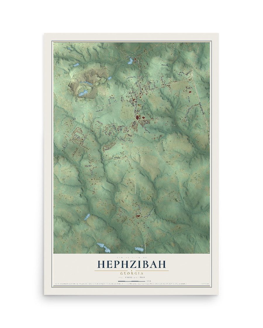 Hephzibah, Georgia map print, 12 x 18 in, print only