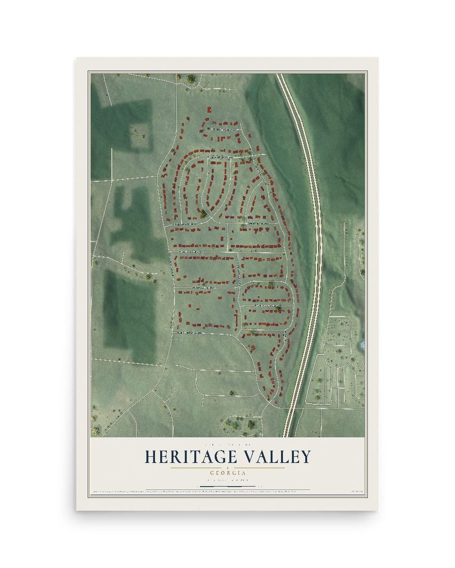 Heritage Valley, Georgia map print, 12 x 18 in, print only