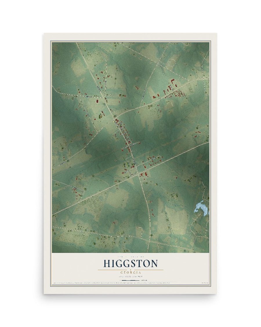 Higgston, Georgia map print, 12 x 18 in, print only