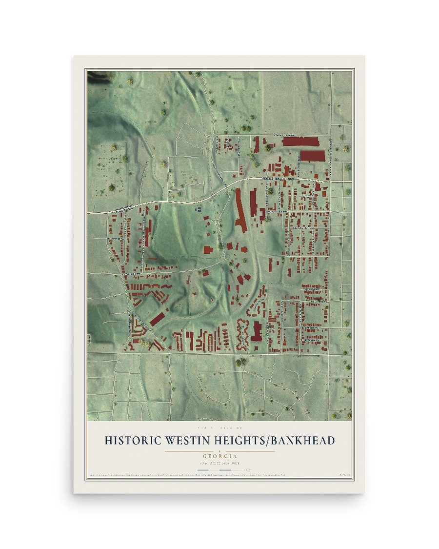 Historic Westin Heights-Bankhead, Georgia map print, 12 x 18 in, print only
