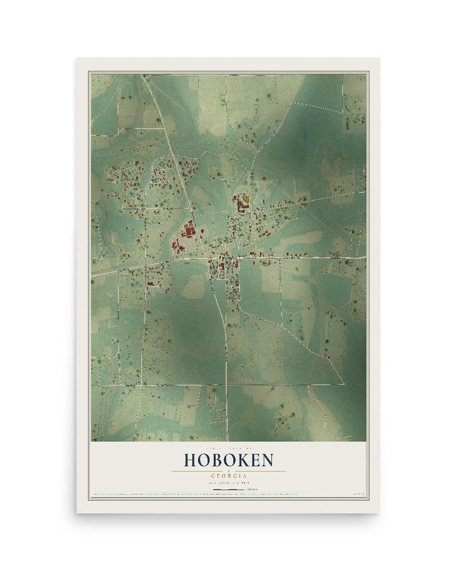 Hoboken, Georgia map print, 12 x 18 in, print only
