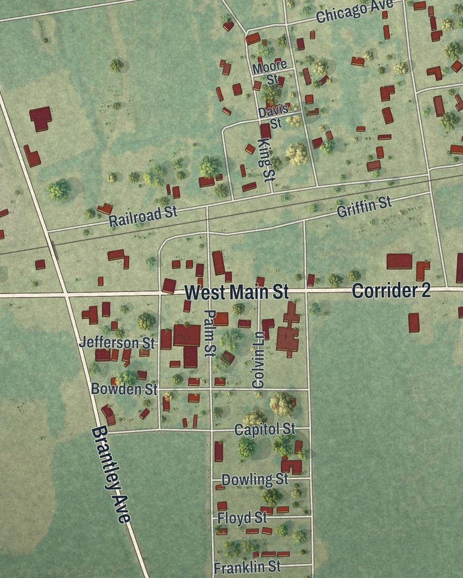 Close-up of Hoboken streets on the map