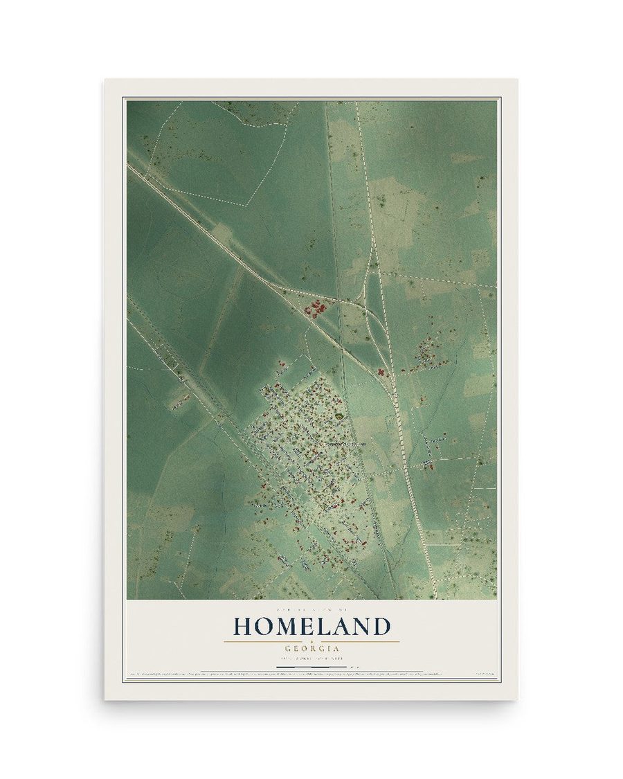 Homeland, Georgia map print, 12 x 18 in, print only