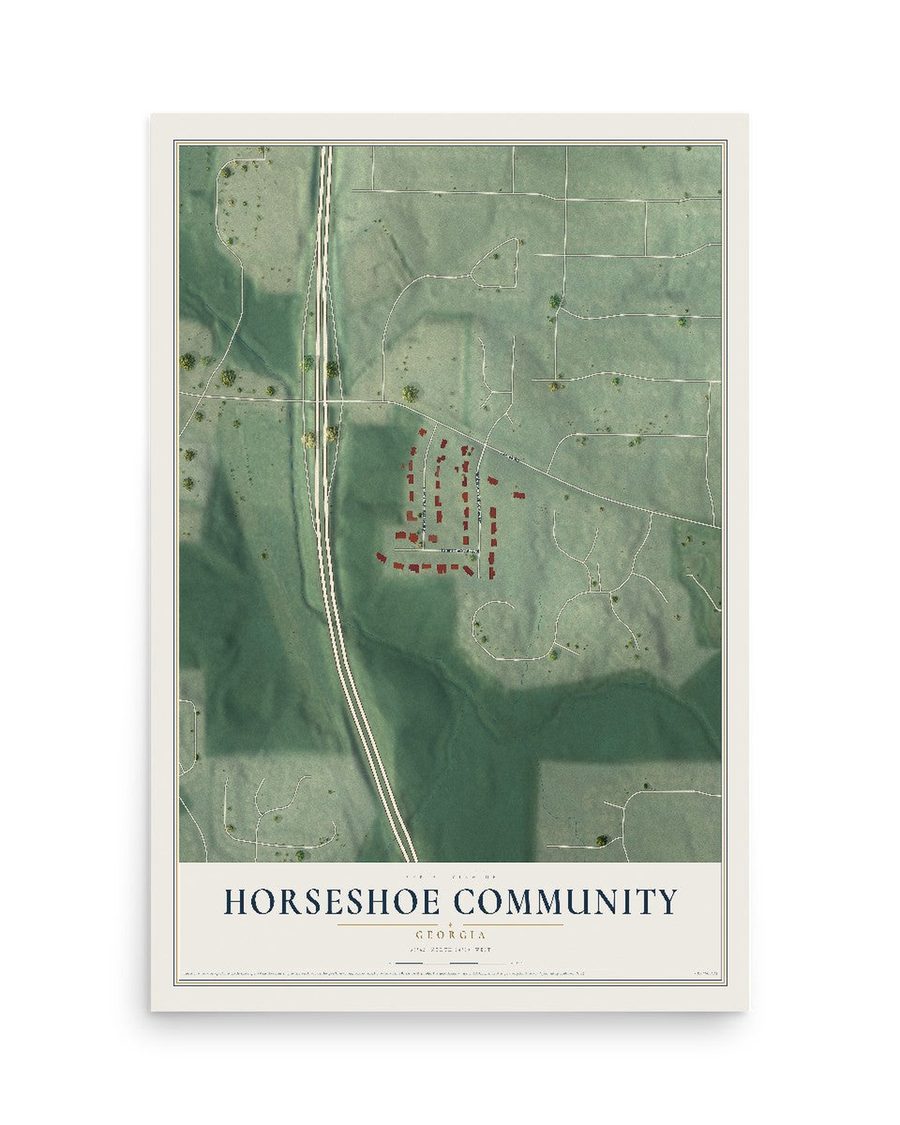 Horseshoe Community, Georgia map print, 12 x 18 in, print only