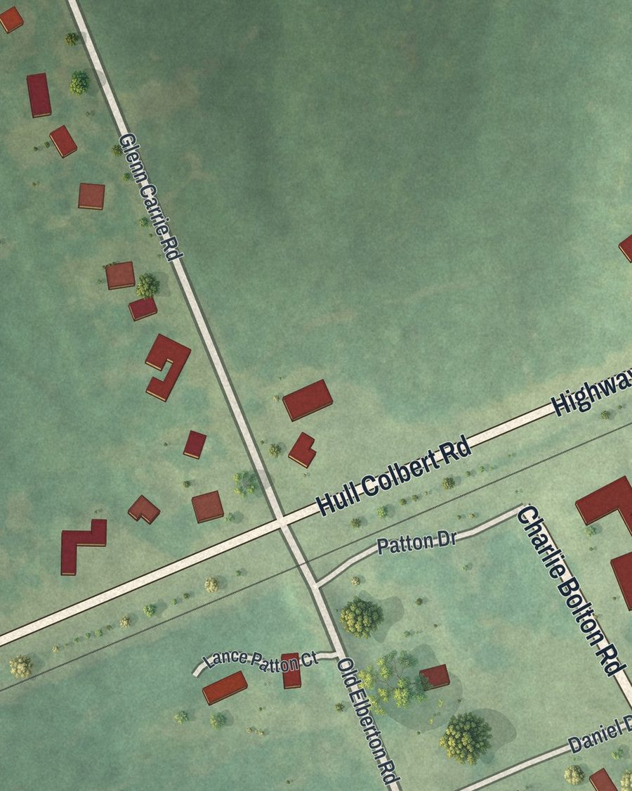 Close-up of Hull streets on the map