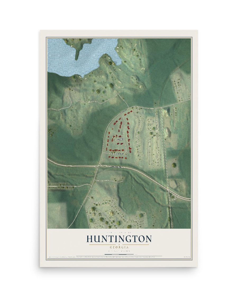 Huntington, Georgia map print, 12 x 18 in, print only