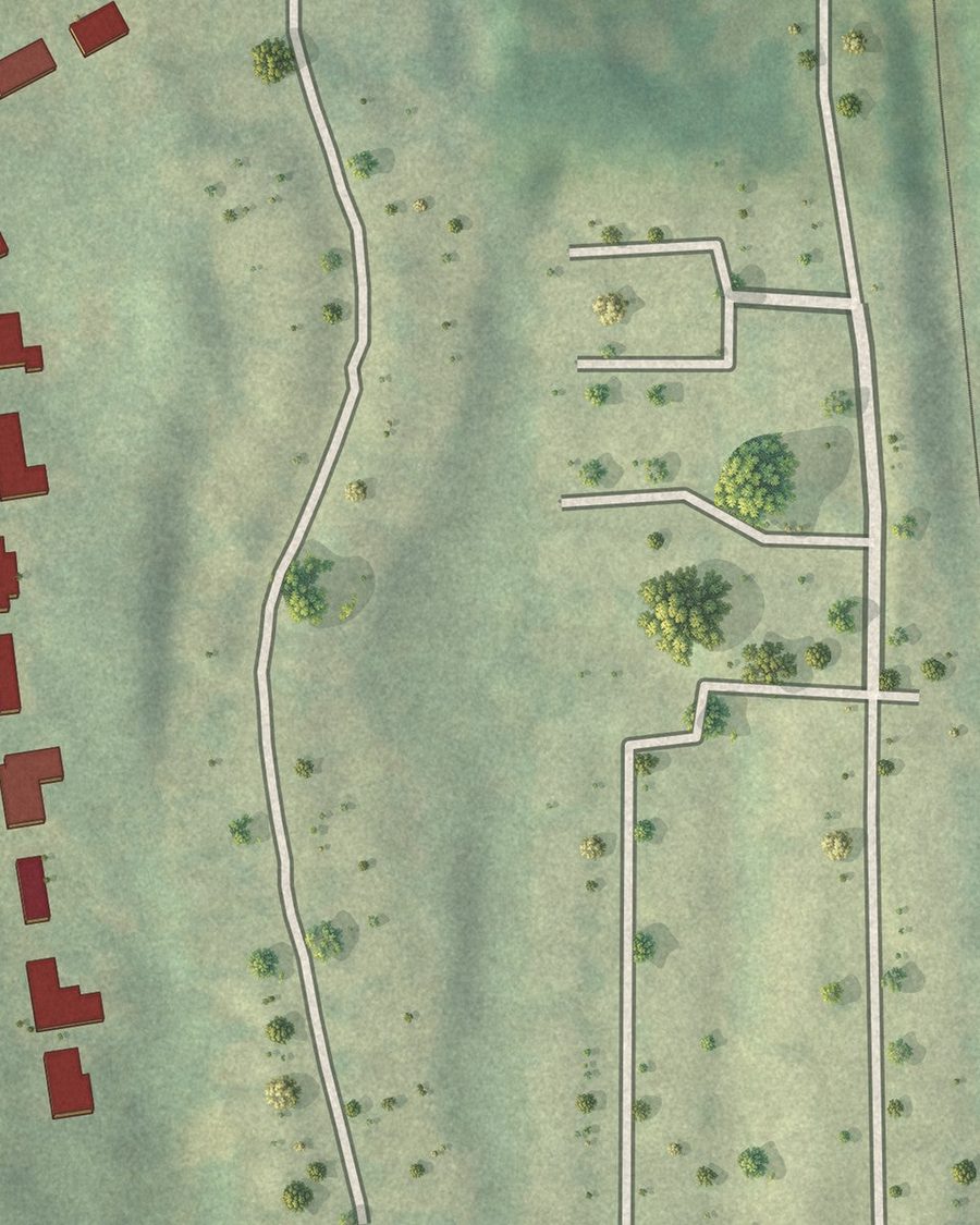 Close-up of Huntington streets on the map