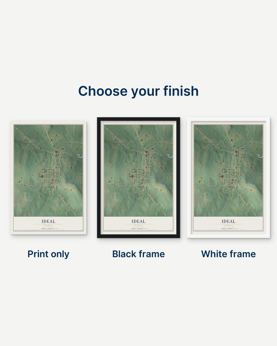The Ideal, Georgia map as a print only, in a black frame and in a white frame