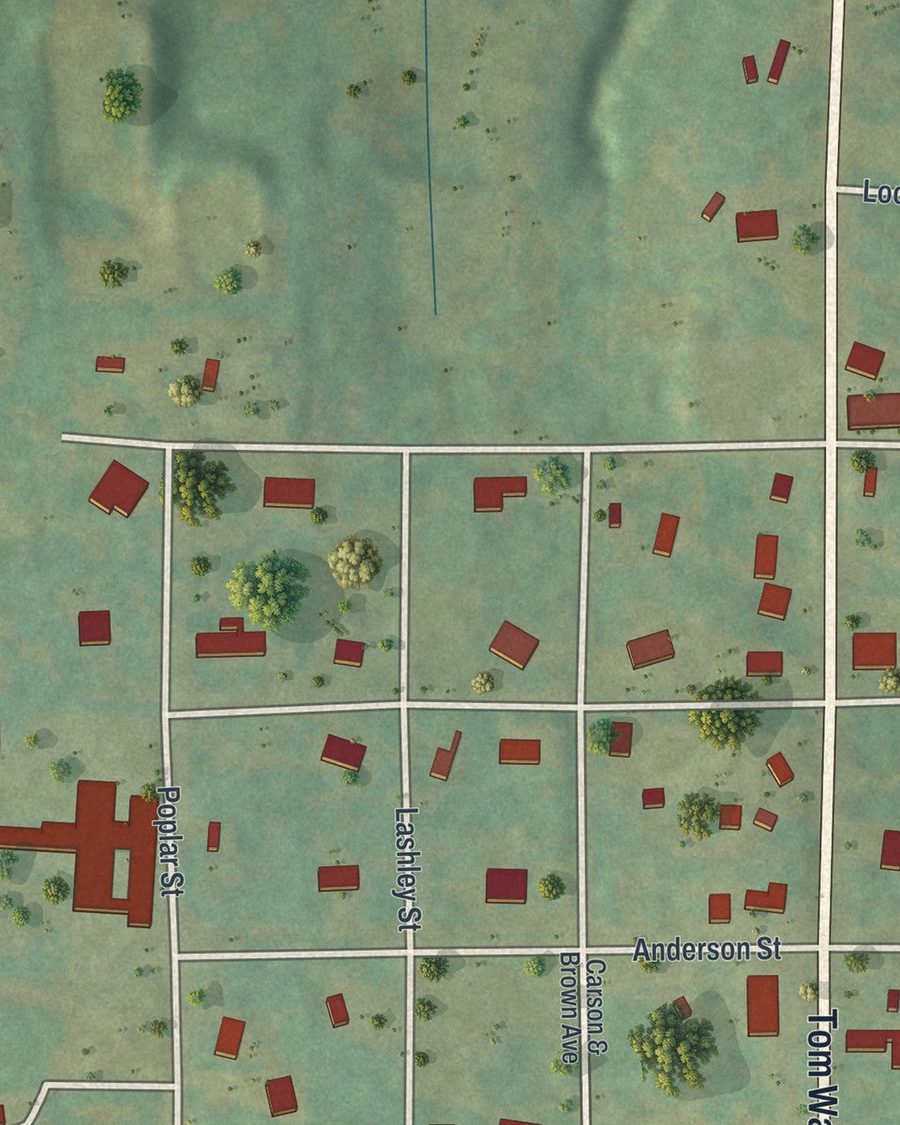 Close-up of Ideal streets on the map