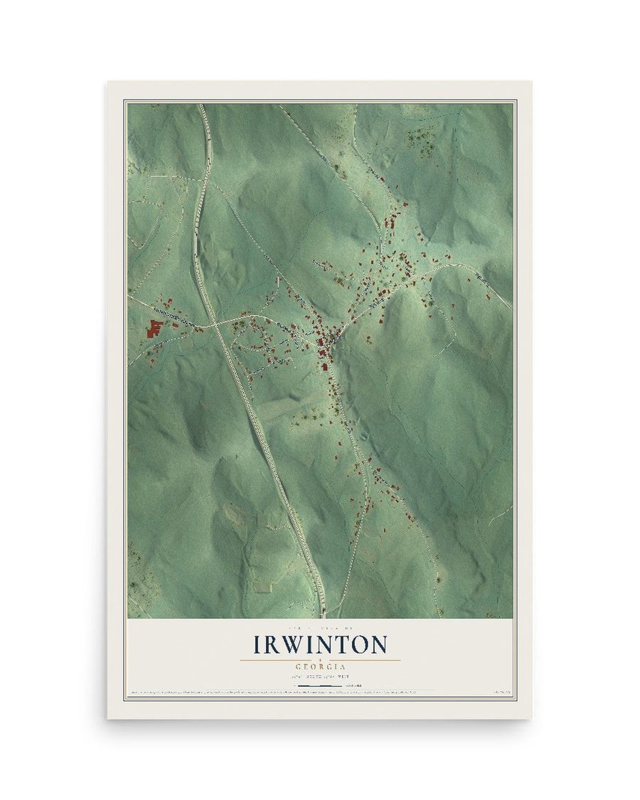 Irwinton, Georgia map print, 12 x 18 in, print only